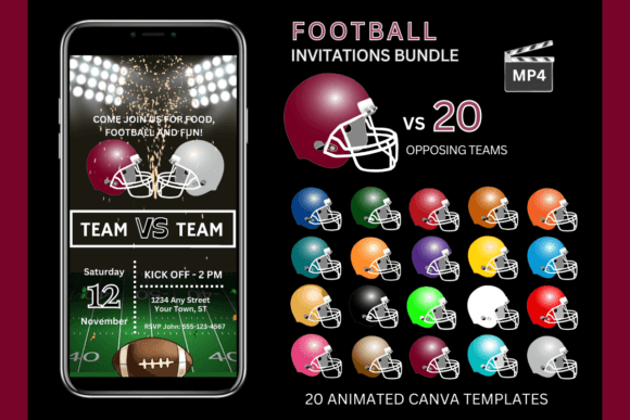 Game Day Made Easy: Burgundy Team Bundle Invitations
