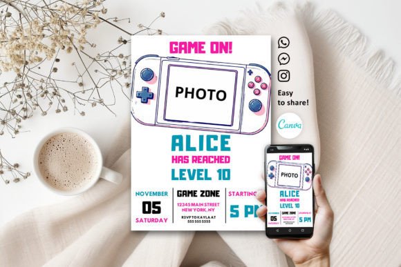 Game On: Unleash Your Inner Designer with This Cool Video Game Girl Invitation Template