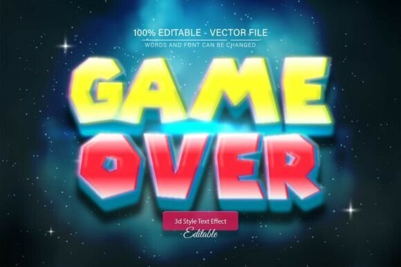Game over Neon Glow 3D Text Effect: Make Your Designs Pop