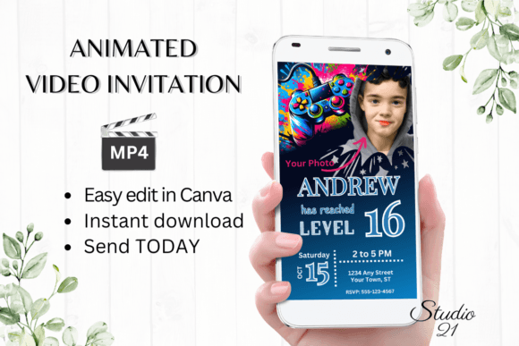 Gamer 16: The Ultimate Video Game Birthday Invite Template