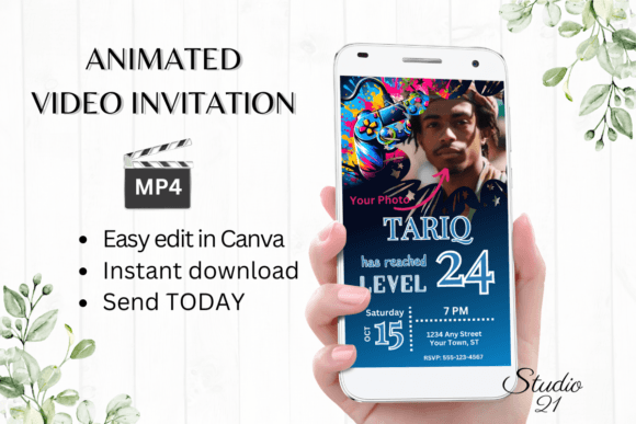 Gamer 24: The Ultimate Video Game Birthday Invite Template