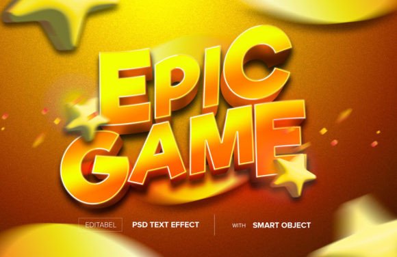 Gold Star Epic Game Text Effect Editable PSD