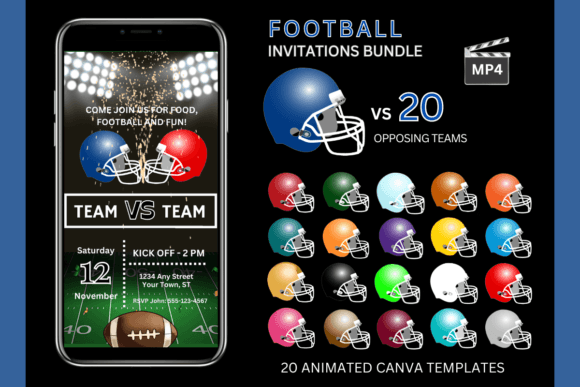 Royal Blue Team Bundle: Game Day Invitations That Score